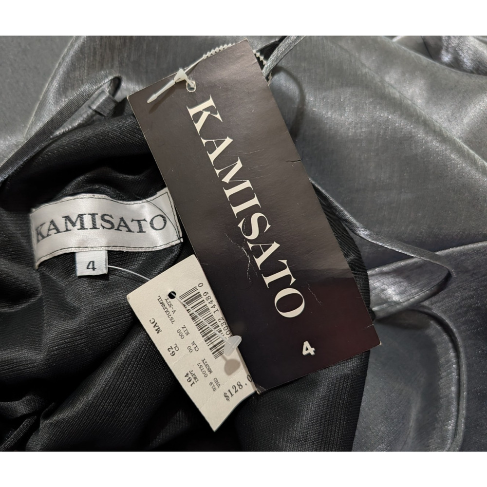 New Kamisato sz 4 Strappy Maxi Slip Dress satin silver gray lined Y2k 0210 - Picture 7 of 9